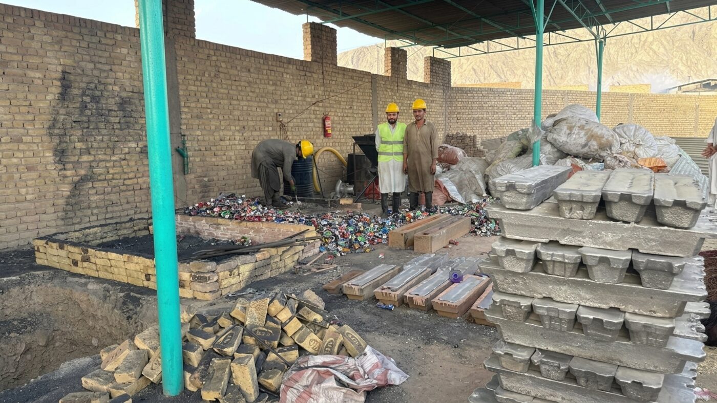 Inside the yard — sorted scrap and cast ingots